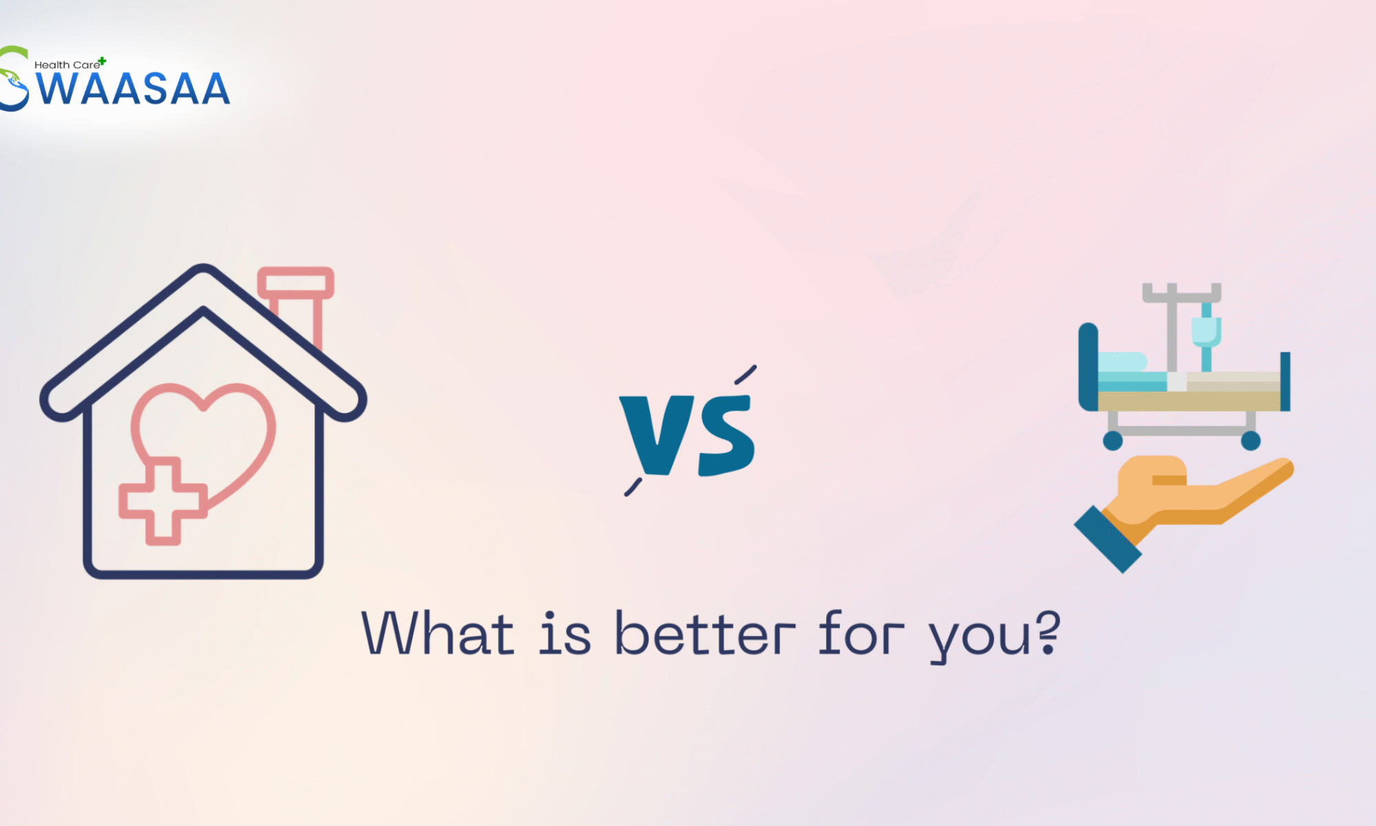 Creative visual comparing home healthcare and hospital care for long-term recovery